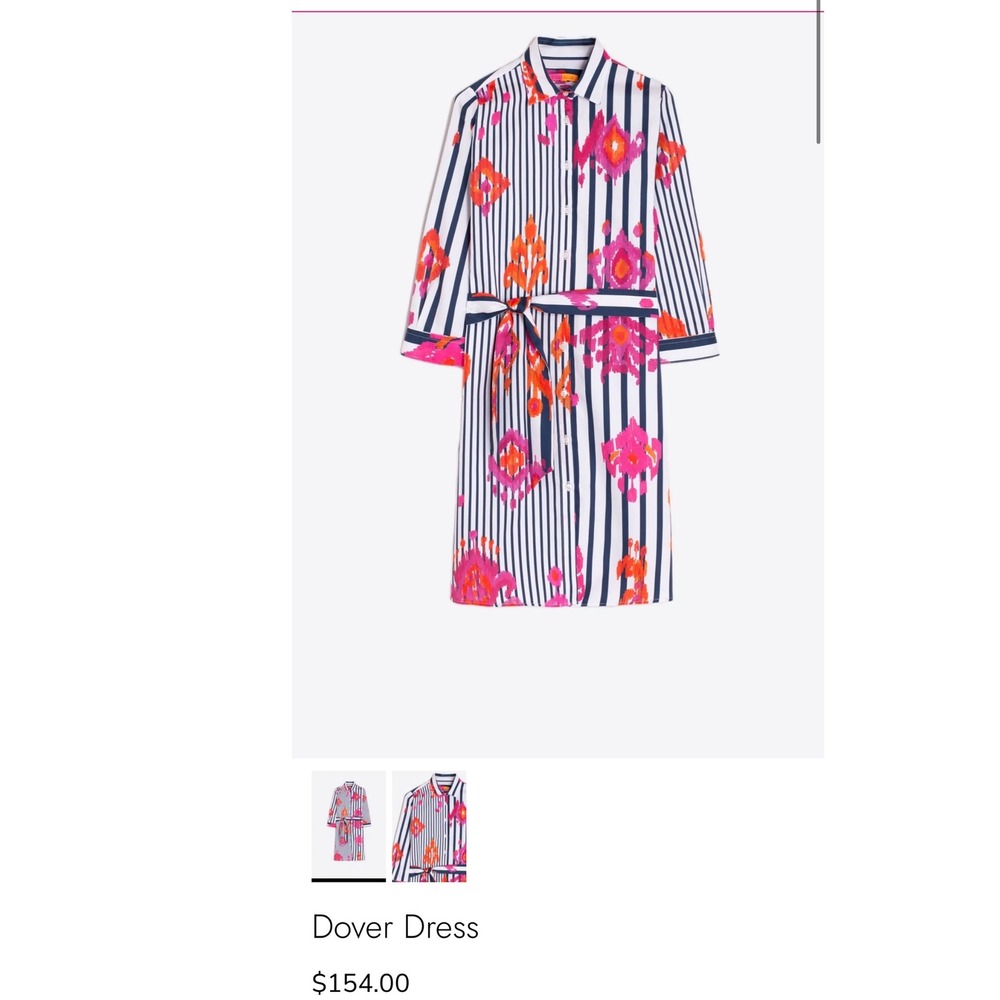 VILAGALLO Dover Ikat Shirt Dress Size 38‎ Multicolor Striped Print Cotton Resort